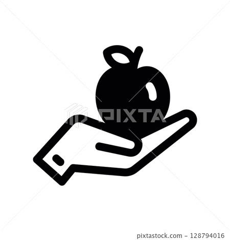 Outline of a Hand Presenting a Fresh Apple Icon Outline of a Hand Presenting a Fresh Apple Icon 128794016