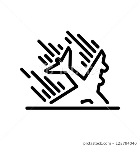 Airplane Crash or Air Disaster Line Art Icon Airplane Crash or Air Disaster Line Art Icon 128794040