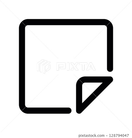 Blank Square Sticker with Rounded Corners and a Peeled Edge 128794047