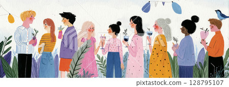 A woman with gray hair sits peacefully while reading a book in a humid subtropical environment. The tall grass sways gently around her, creating a serene atmosphere 128795107