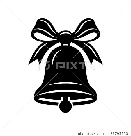 Bell with Bow Silhouette Icon Bell with Bow Silhouette Icon 128795590
