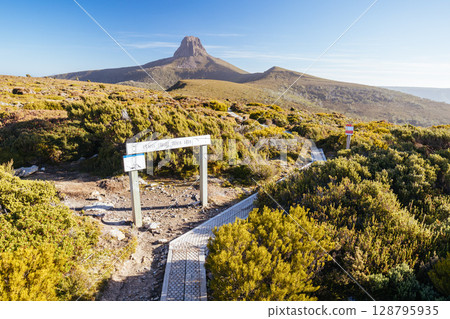 Barn Bluff Sunset View in Tasmania Australia Barn Bluff Sunset View in Tasmania Australia 128795935