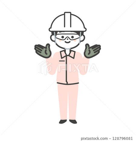 一名身穿防護裝備和工作服的男子的插圖 128796081