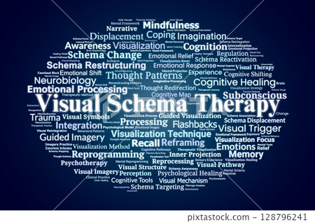 Visual Schema Therapy Word Cloud. Concepts in Cognitive Reframing and Emotional Processing Visual Schema Therapy Word Cloud. Concepts in Cognitive Reframing and Emotional Processing 128796241