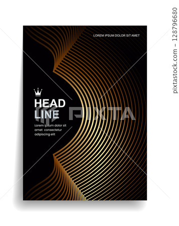 Premium quality cover with gold lines forming beautiful silhouettes and gradients. 128796680