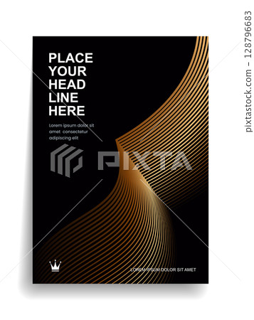 Premium quality cover with gold lines forming beautiful silhouettes and gradients. Premium quality cover with gold lines forming beautiful silhouettes and gradients. 128796683