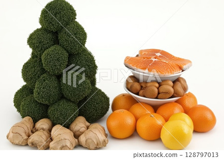 Arrange Delicious Foods in a Creative Way and Healthy Food Presentation. 128797013