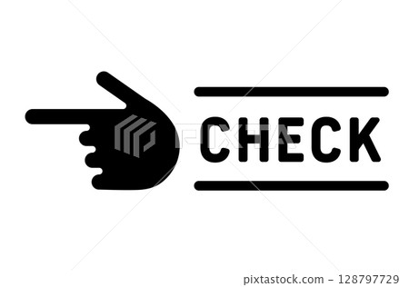 簡單的指向圖示插圖手注意確認點建議檢查指向手指重要 簡單的指向圖示插圖手注意確認點建議檢查指向手指重要 128797729