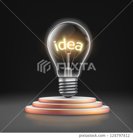 Light bulb with glowing word idea inside Light bulb with glowing word idea inside 128797812