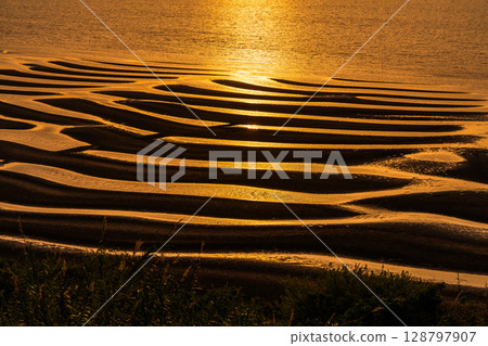 <Kumamoto Prefecture> Okoshiki Beach, dusk at low tide 128797907