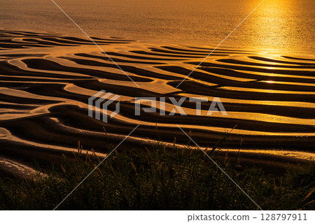 <Kumamoto Prefecture> Okoshiki Beach, dusk at low tide <Kumamoto Prefecture> Okoshiki Beach, dusk at low tide 128797911