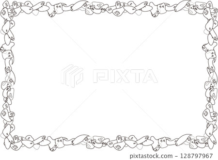 Ghosts white frame, line drawing, ghost, transparent background 128797967