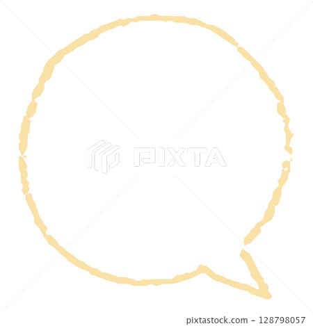 Speech bubble outline yellow pastel color, vector cartoon crayon communication chat circle frame, text box chalk texture Speech bubble outline yellow pastel color, vector cartoon crayon communication chat circle frame, text box chalk texture 128798057