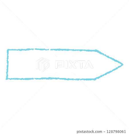 Crayon sketch banner blue outline, vector vintage flag tape frame blank bent chalk or pencil texture, badge label stripe 128798061