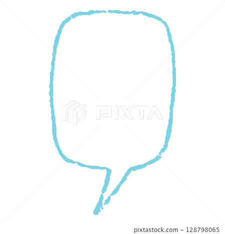 Speech bubble outline blue pastel color, vector cartoon crayon communication chat vertical frame, text box chalk texture Speech bubble outline blue pastel color, vector cartoon crayon communication chat vertical frame, text box chalk texture 128798065