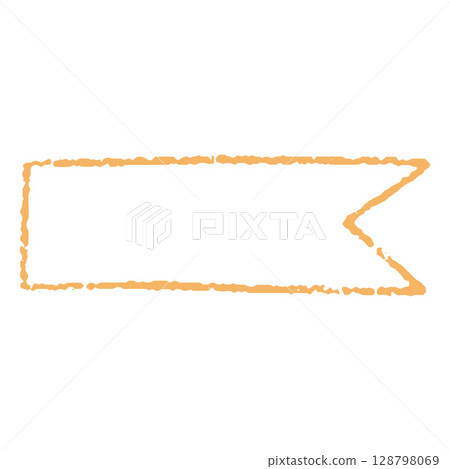 Flag with forked end, text frame hand-drawn in yellow pencil. 128798069