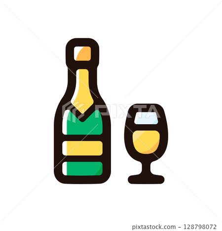 香檳插圖圖示(酒類、飲料、食物和飲料菜單材料) 香檳插圖圖示(酒類、飲料、食物和飲料菜單材料) 128798072
