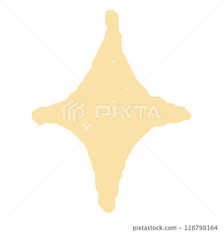 Vector four-pointed star, pastel yellow color with jagged edges and textured surface, doodle. 128798164