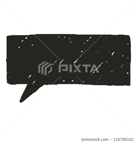 Speech bubble ink blank, vector cartoon crayon communication rectangle frame, chat dialogue text box black chalk texture 128798182
