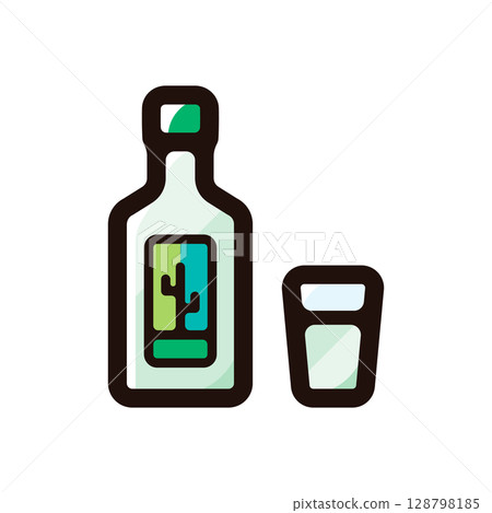 Tequila illustration icon (Mexico, drink, food and drink menu material) Tequila illustration icon (Mexico, drink, food and drink menu material) 128798185