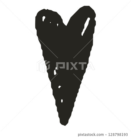 Charcoal or crayon sketch heart shape, scribble love symbol chalk or pencil texture, abstract kids hand drawing figure 128798193