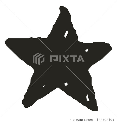 Charcoal or crayon sketch star shape, scribble achievement figure chalk, pencil texture, award symbol kids hand drawing 128798194