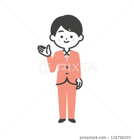 一名穿著西裝的立體男子用手指著的插圖 128798203