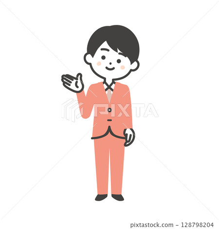 一名穿著西裝的立體男子用手指著的插圖 一名穿著西裝的立體男子用手指著的插圖 128798204