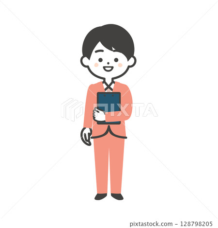 Illustration of a three-dimensional man in a suit holding documents 128798205