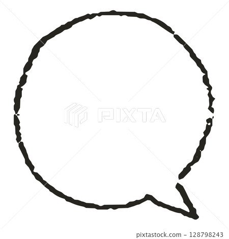 Speech bubble outline blank, vector cartoon crayon communication round frame, text box chalk texture, dialogue cloud 128798243