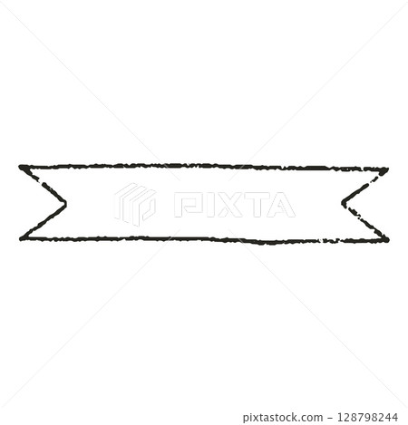 Symmetrical rectangular frame hand-drawn in black pencil with forked ends. 128798244