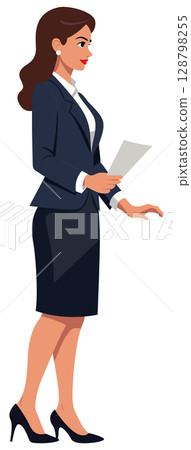Businesswoman Holding Document Side View Businesswoman Holding Document Side View 128798255
