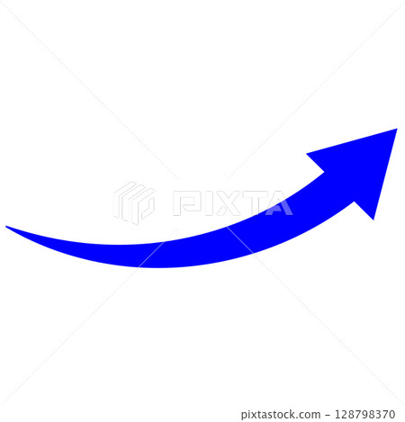 Blue curved thin rising arrow icon Blue curved thin rising arrow icon 128798370