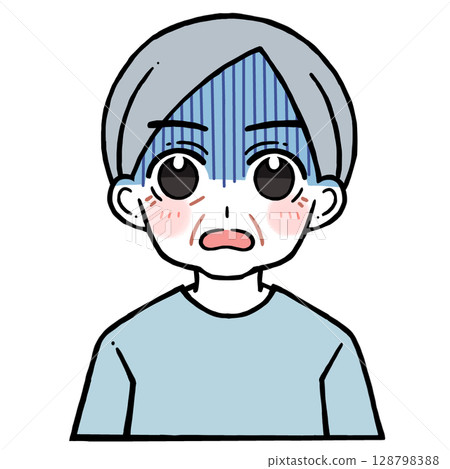 一位臉色發藍、驚訝的老人的插圖 128798388