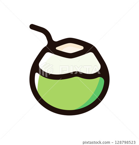 椰汁插圖圖示（水果、飲料、食品和飲料菜單材料） 128798523