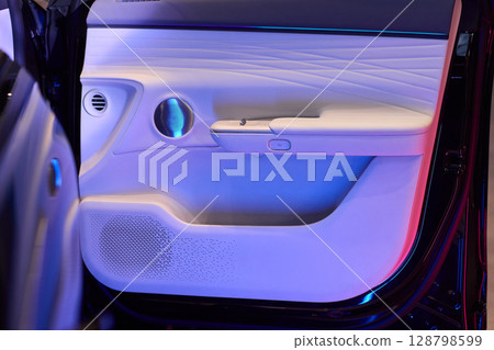 Modern Car Door Control Panel with Window Switches for convenience and functionality 128798599