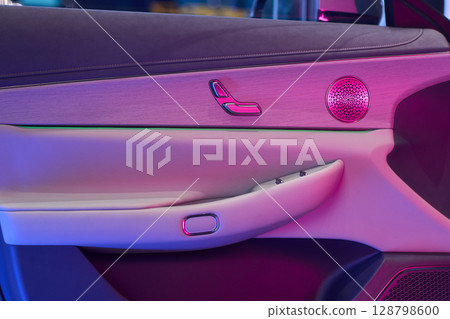 Modern Car Door Control Panel with Window Switches for convenience and functionality Modern Car Door Control Panel with Window Switches for convenience and functionality 128798600