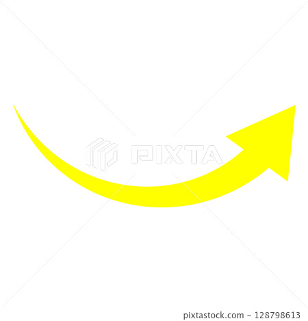 黃色曲線上升箭頭圖標 128798613