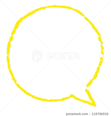 Speech bubble yellow outline blank, vector cartoon crayon communication chat frame circle shape, text box chalk texture Speech bubble yellow outline blank, vector cartoon crayon communication chat frame circle shape, text box chalk texture 128798938