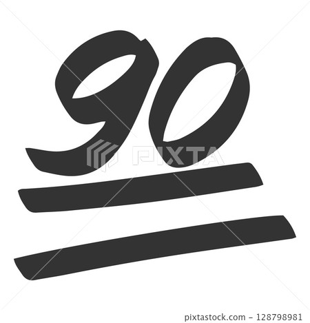 Good exam score black marker symbol, 90 points test score hand drawn illustration, ninety number points high test result 128798981