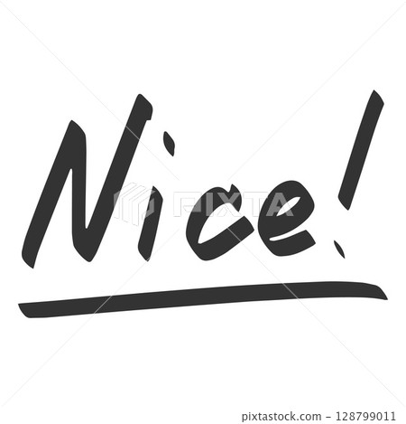 Black marker grade of exam and test result, vector hand drawn Nice comment with underline, school teacher praise mark 128799011