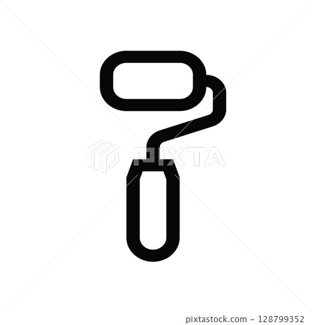 Short paint roller icon, wall painting icon. Simple flat sketch 128799352