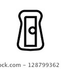 Pencil sharpener icon, simple flat sketch. Office stationary 128799362