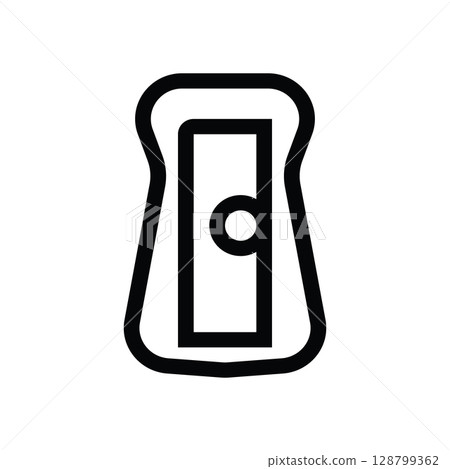 Pencil sharpener icon, simple flat sketch. Office stationary Pencil sharpener icon, simple flat sketch. Office stationary 128799362