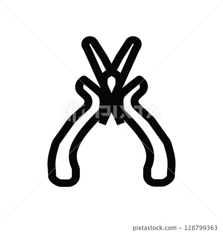 Pliers icon, pinchers. Simple outline illustration. Pliers icon, pinchers. Simple outline illustration. 128799363