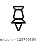 Push pin icon, thumbtack tool for note taking. Office stationary 128799364