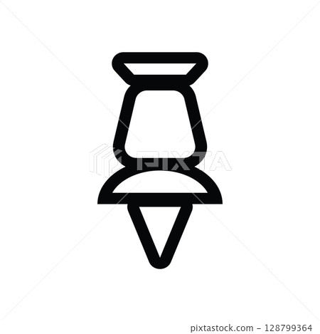 Push pin icon, thumbtack tool for note taking. Office stationary 128799364