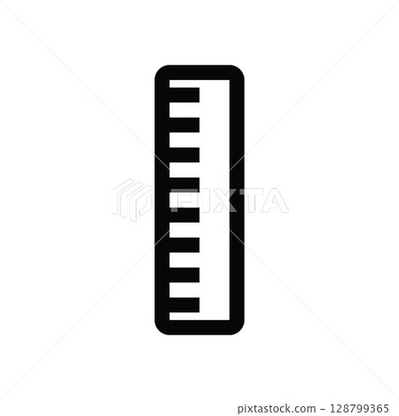 Ruler icon, measuring tool. School supplies 128799365
