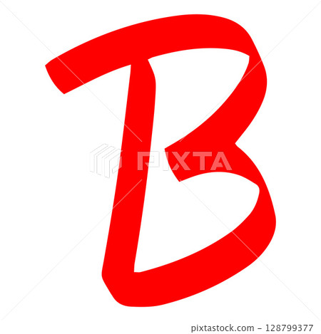 Exam score red marker symbol, grade result - B, good test result grade B letter, handwritten student evaluation sign 128799377