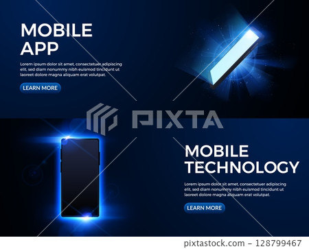 Mobile phone technology vector illustration set Mobile phone technology vector illustration set 128799467